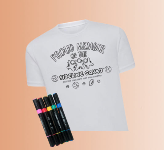 Sideline Squad Coloring T-Shirt w/ 5 Multi-Colored Fabric Markers
